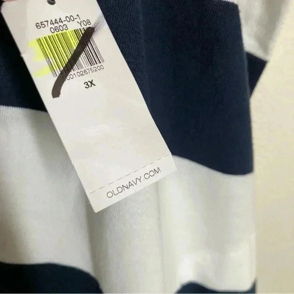Old Navy Women's 3X NWT Navy and White Striped Cotton Dress with Pockets - Picture 6 of 10